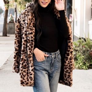 Faux Fur Leopard Coat